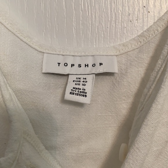 Topshop White Button-Up Tie Top - Picture 3 of 4